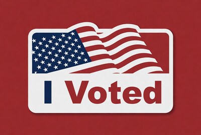 I Voted Sticker with American Flag