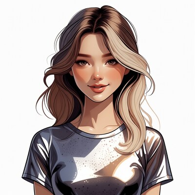 Anime girl with balayage hair smiling