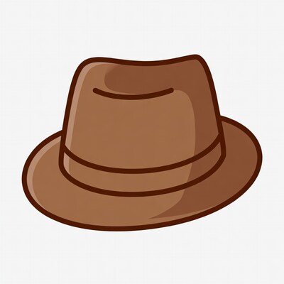 Brown fedora hat illustration