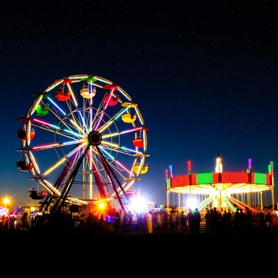 Lit Ferris Wheel at Night Carnival