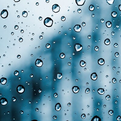 Water droplets on blue window