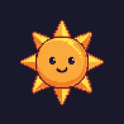 Cute Pixel Art Smiling Sun