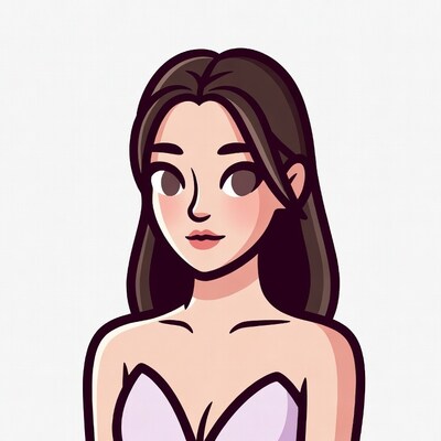 Asian woman in purple dress illustration