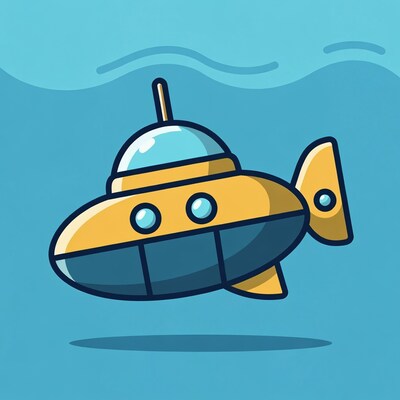 Yellow submarine underwater illustration