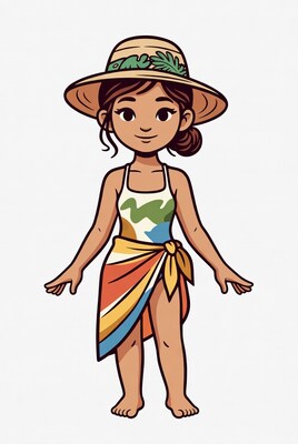 Asian girl in swimsuit and sarong