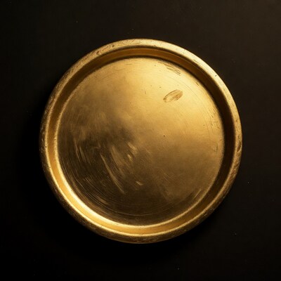 Gold plate on black background