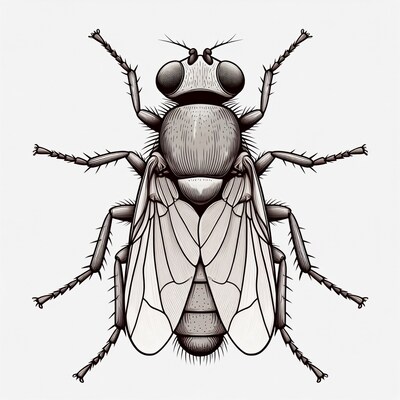 Detailed housefly illustration