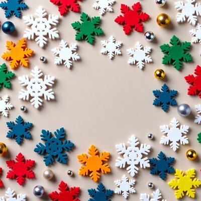 Colorful Felt Snowflakes and Ornaments