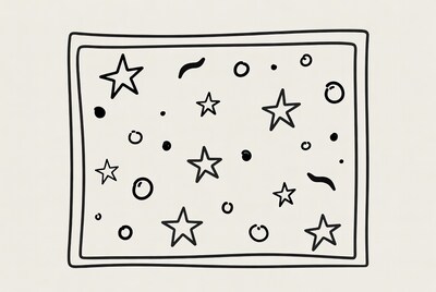 Doodle stars circles dots in frame