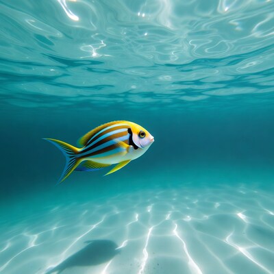 Yellow Striped Angelfish Underwater
