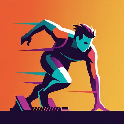 Man sprinting from starting blocks