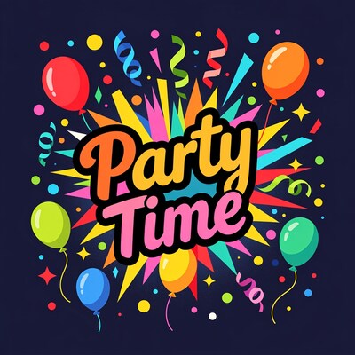 Party Time Balloons and Confetti