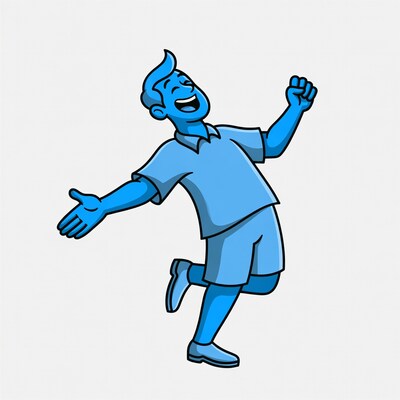 Cartoon man dancing happily