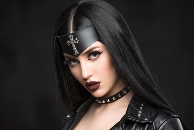 Gothic woman with cross headband