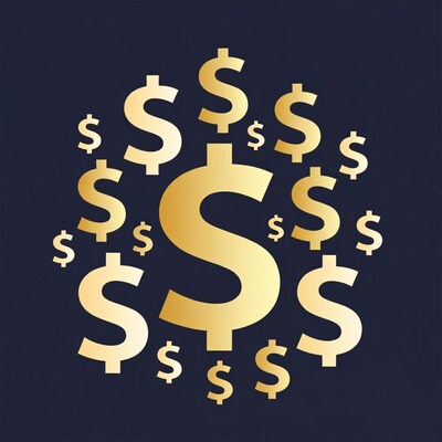 Golden dollar signs on dark background
