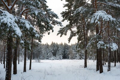 Snowy Pine Forest Clearing