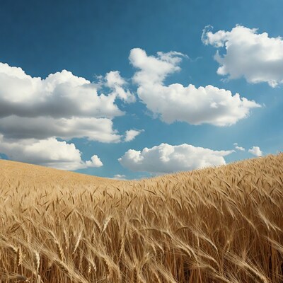 Golden Wheat Field Under Blue Sky