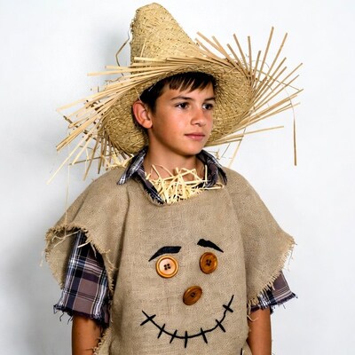 Boy in scarecrow costume