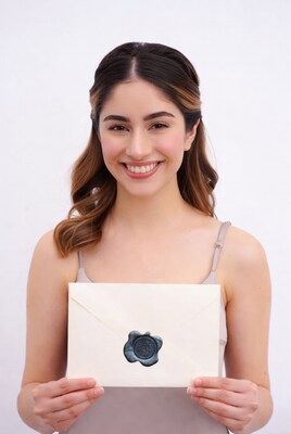 Woman holding sealed envelope