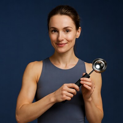 Woman holding silver ladle