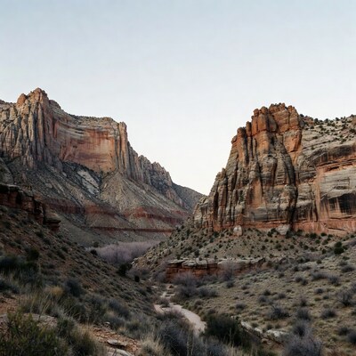 Red rock canyon with trail