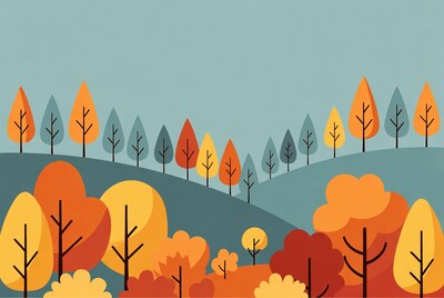 Autumn Trees on Hills Illustration