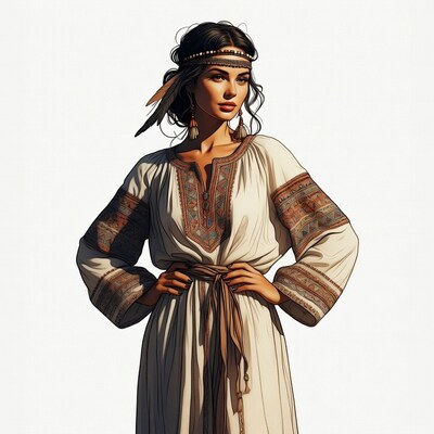 Bohemian woman in embroidered dress