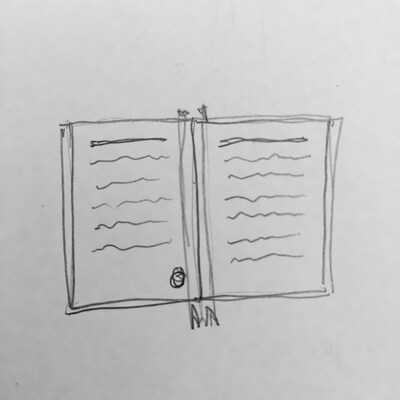 Open notebook with handwritten lines