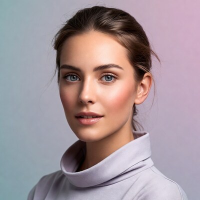 Woman with blue eyes in turtleneck