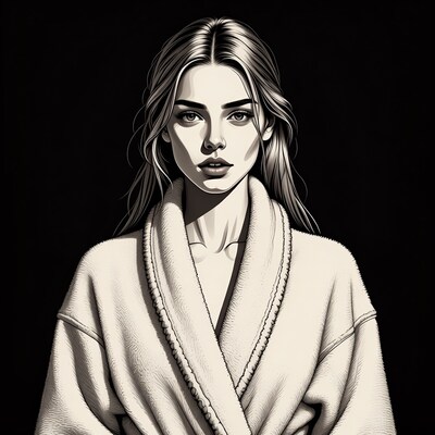 Woman in bathrobe portrait