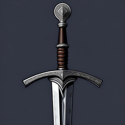 Ornate Medieval Sword Illustration