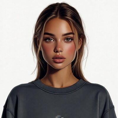 Beautiful woman in gray hoodie portrait
