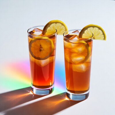 Two Iced Tea Glasses with Lemon Slices