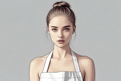 Woman in white apron illustration