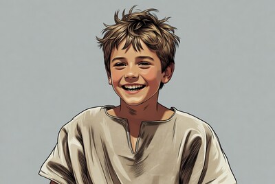 Smiling boy illustration