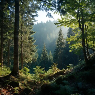 Sunlit Pine Forest Path