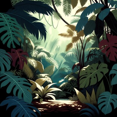 Lush Jungle Path Illustration