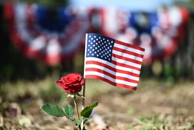 Red Rose with American Flag