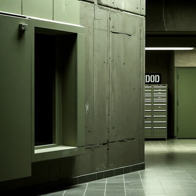 Green DOD Cabinet Against Concrete Wall