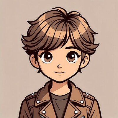 Anime boy in leather jacket
