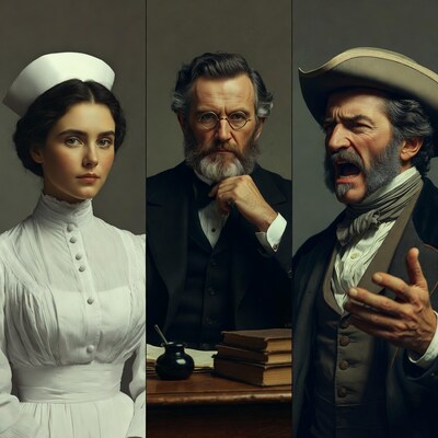 Victorian nurse, doctor, pirate portraits