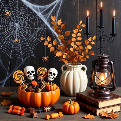 Halloween Candy Pumpkin Skulls Spiders
