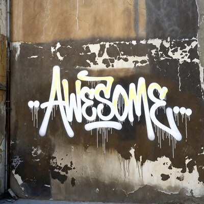 Awesome graffiti on peeling wall