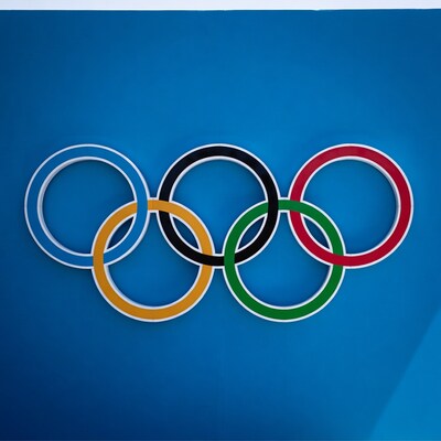 Olympic Rings on Blue Background