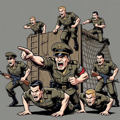 Nazi Soldiers Climbing Obstacle Course