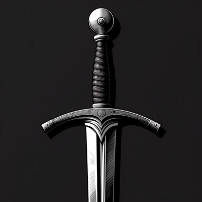 Medieval Sword on Black Background