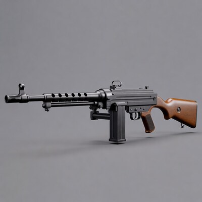 MP40 Submachine Gun on Gray Background