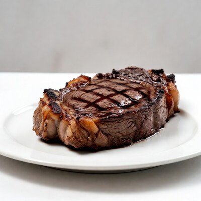 Grilled Ribeye Steak on Plate