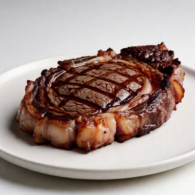 Grilled Ribeye Steak on Plate