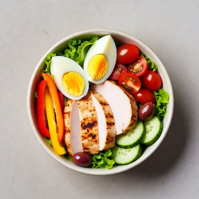 Chicken Salad Bowl with Eggs and Veggies